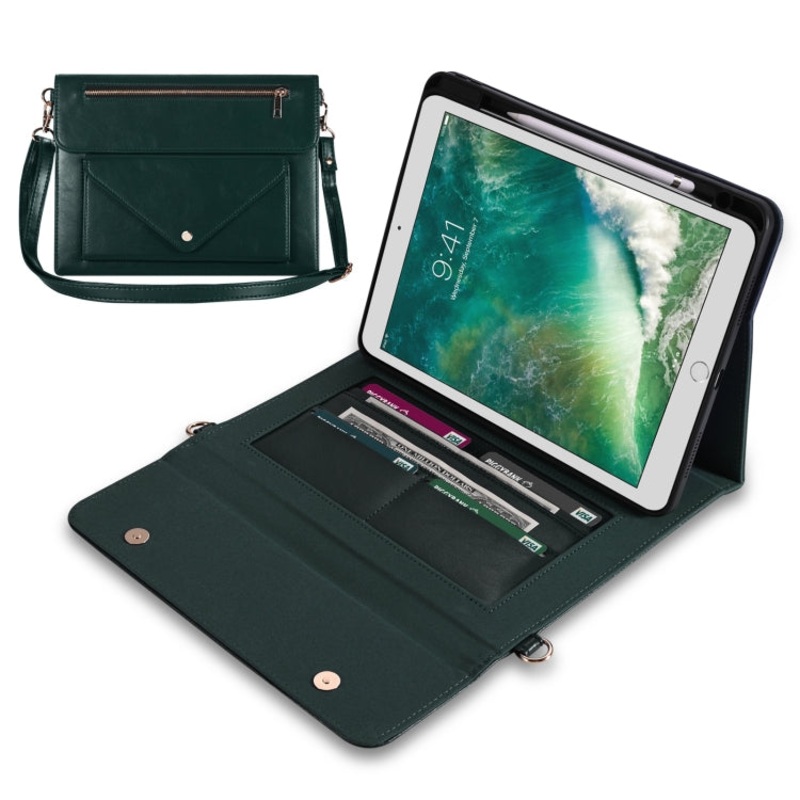 3-fold Zipper Leather Tablet Case Crossbody Pocket Bag For iPad 10.2 2019 / 2020 / 2021 / Air 2019 10.5