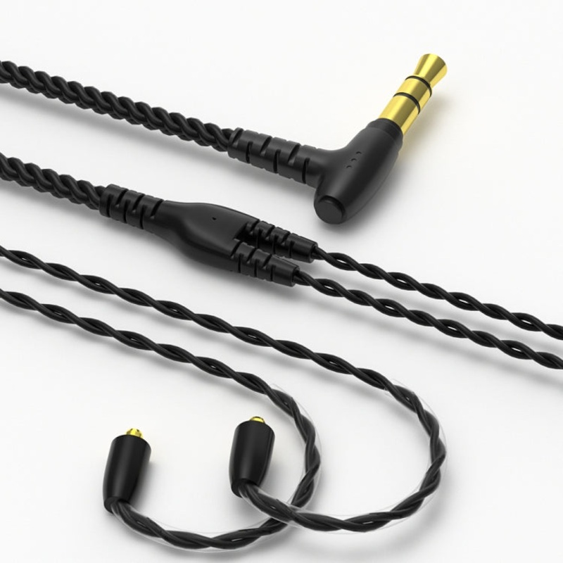 CVJ V2 1.25m Oxygen-free Copper Original 3.5mm Elbow Earphone Cable, Style:MMCX No Mic(Black)