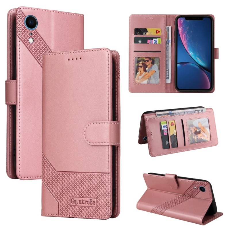 For iPhone XR GQUTROBE Skin Feel Magnetic Leather Phone Case