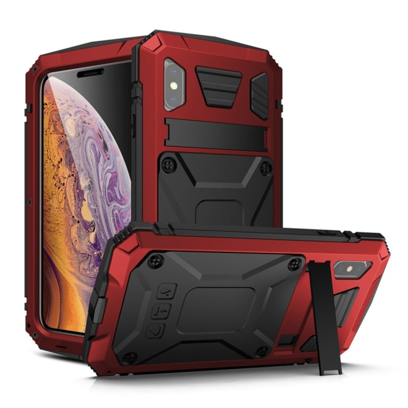 For iPhone X / XS Shockproof Waterproof Dust-proof Metal + Silicone Protective Case with Holder