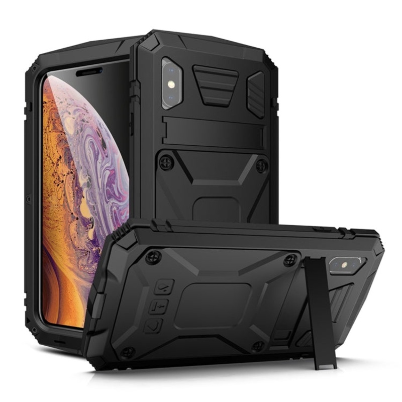 For iPhone XS Max Shockproof Waterproof Dust-proof Metal + Silicone Protective Case with Holder