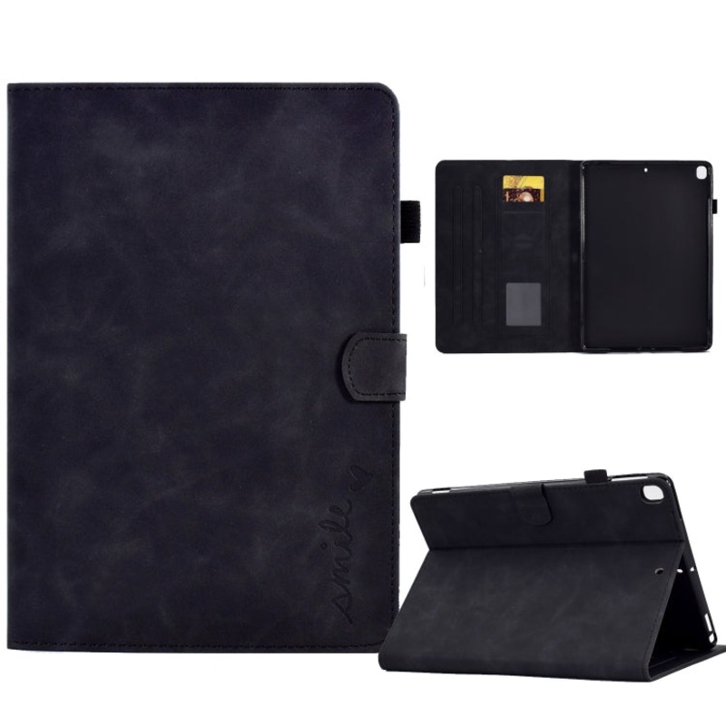 For iPad 10.2 / Air 10.5 2019 Embossed Smile Flip Tablet Leather Smart Case