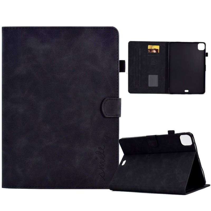 For iPad Air 2022 / 2020 10.9 Embossed Smile Flip Tablet Leather Smart Case