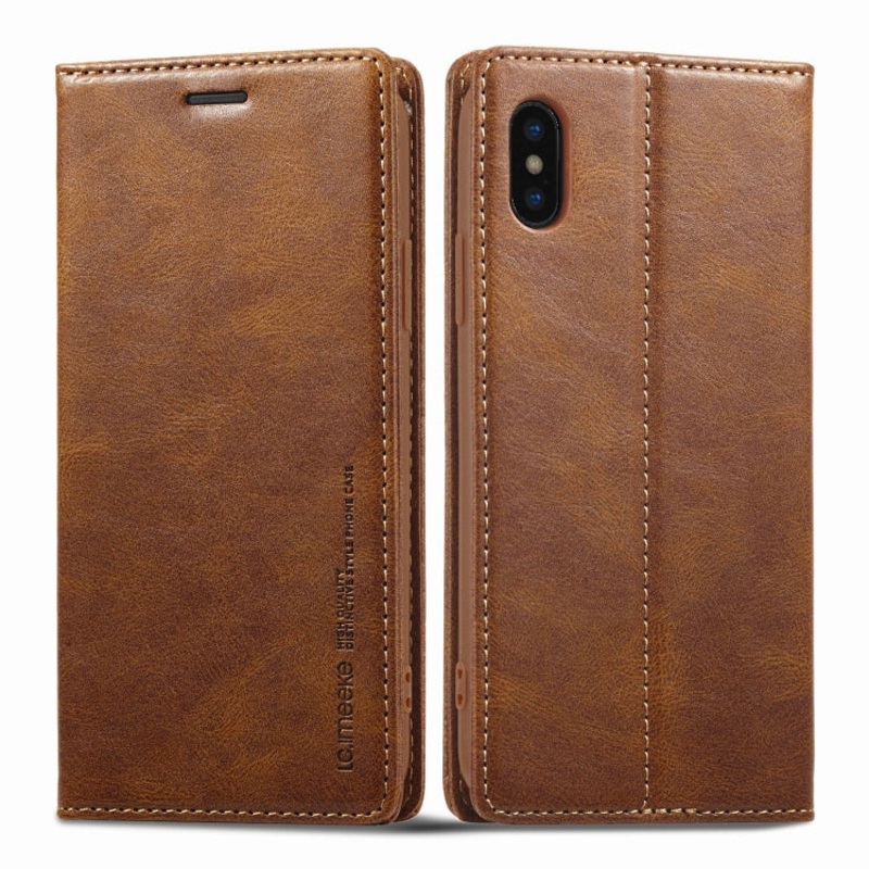 For iPhone XS Max LC.IMEEKE RFID Anti-theft Leather Phone Case