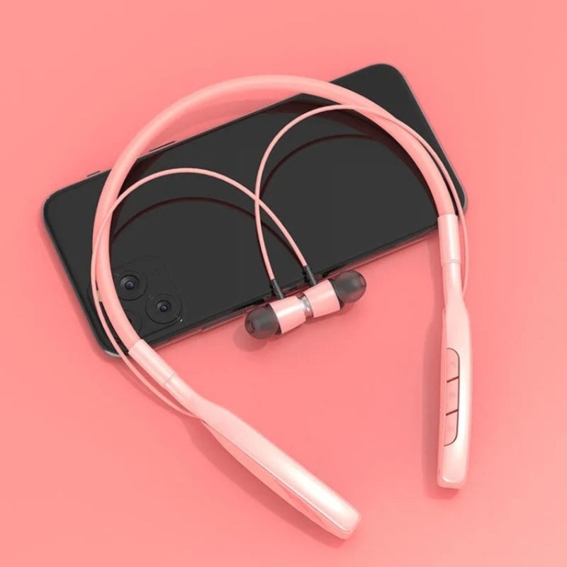 D01 Macaron Neck-mounted Wireless Bluetooth Earphone Noise Cancelling Sports Headphones Support TF Card