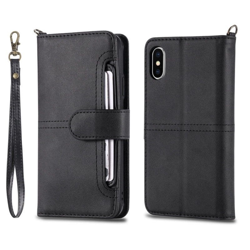 For iPhone X / XS Multifunctional Detachable Magnetic Horizontal Flip Leather Case with Card Slots & Holder & Wallet & Photo Frame