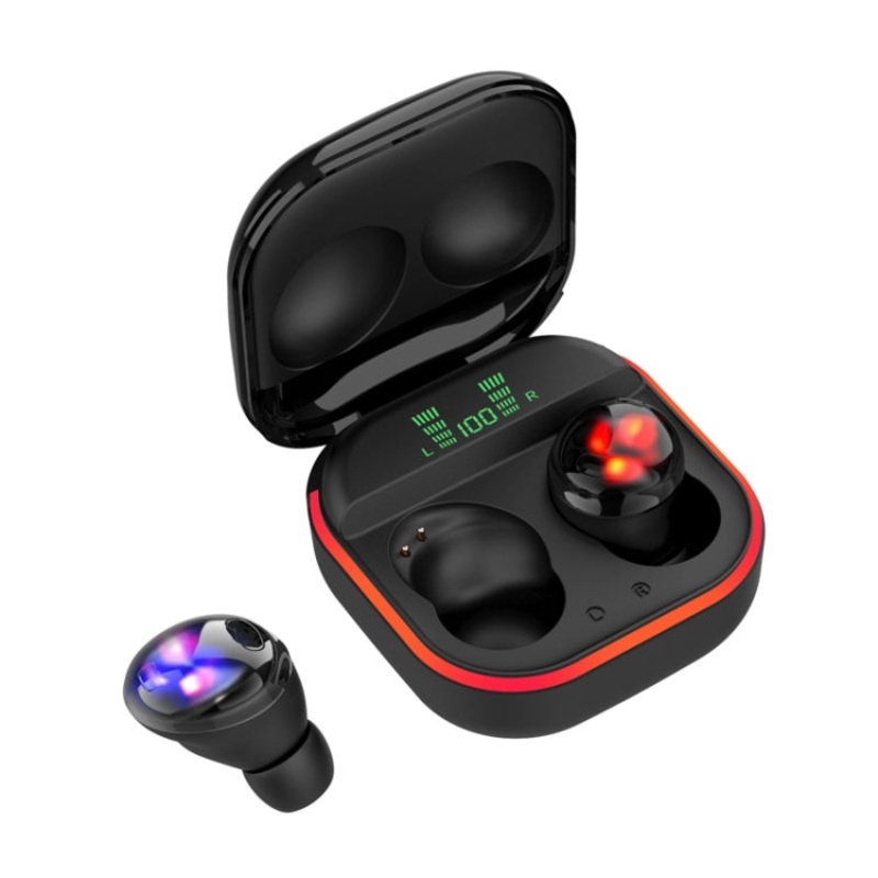 S190 TWS Bluetooth 5.1 Power Display Mini Wireless Headphone with Breathing Lights(Black)
