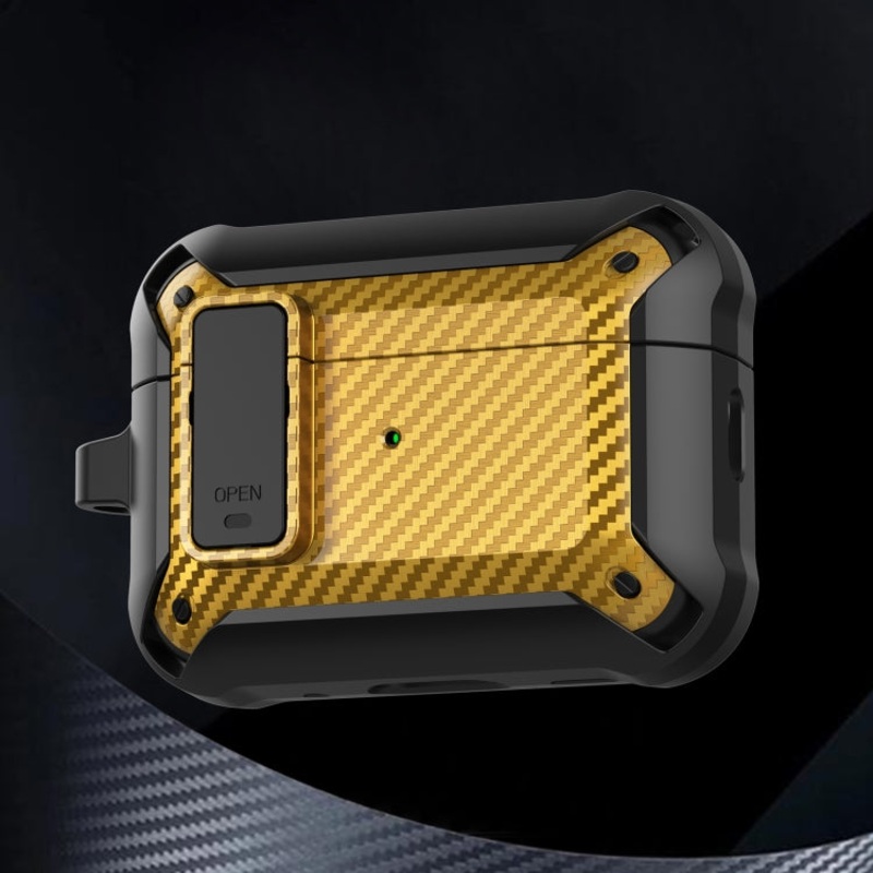 For AirPods Pro 2 Bumblebee Carbon Fiber Earphone Protective Case