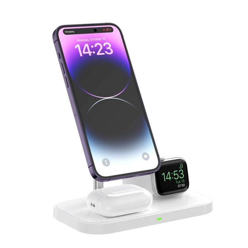 WA22 3 in 1 Magnetic Wireless Charger Phone Holder for iPhone 12 / 13 / 14 / 15 Series Phones & AirPods