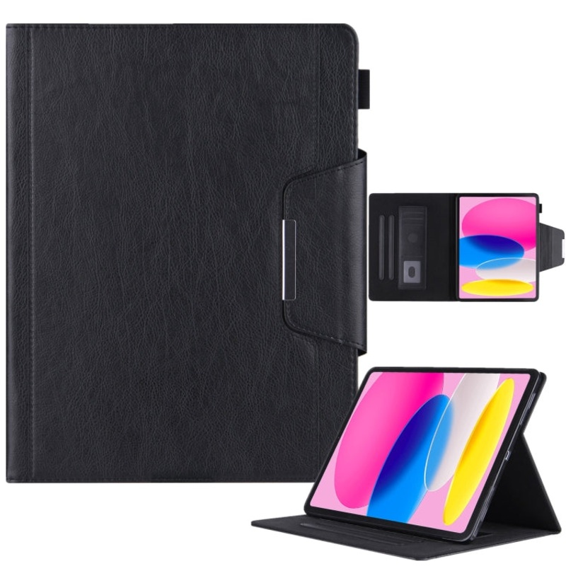 For iPad 10th Gen 10.9 2022 Solid Color Metal Buckle Leather Smart Tablet Case