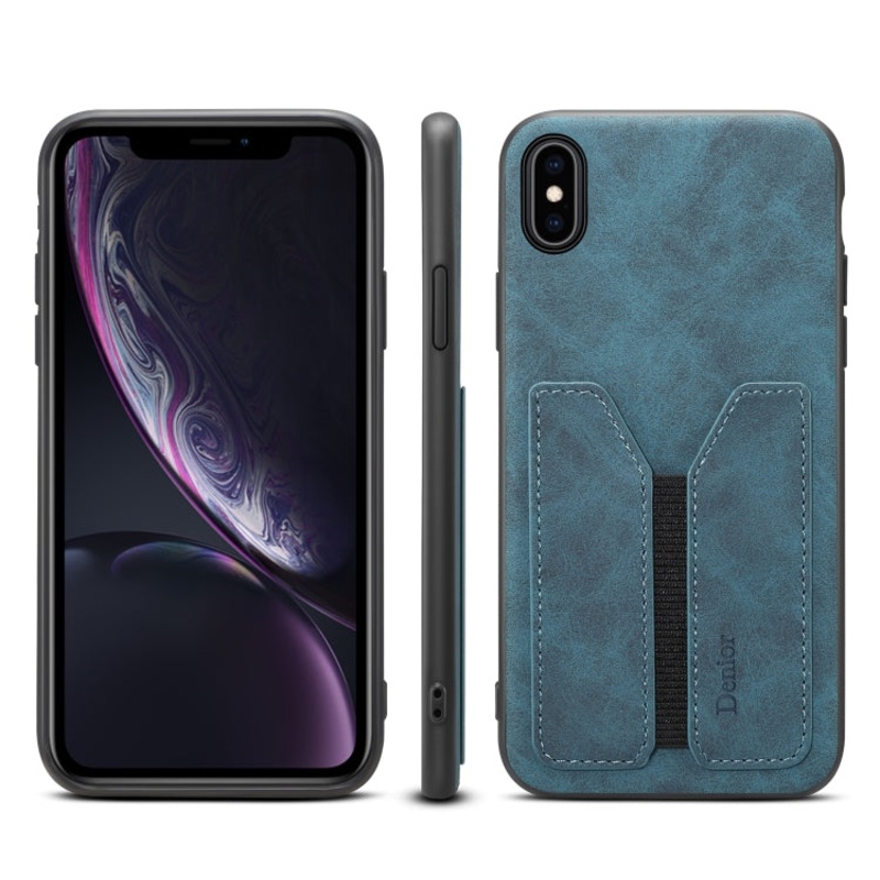 For iPhone XS Max Denior DV Elastic Card PU Back Cover Phone Case