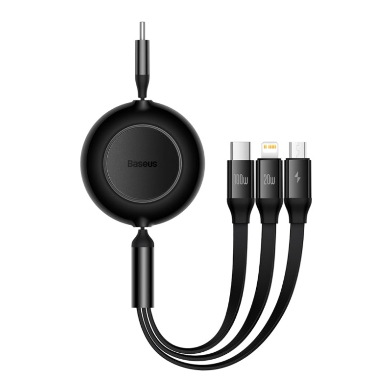 Baseus Bright Mirror 3 in 1 USB-C / Type-C 100W Telescopic Data Cable, Length: 1.2m