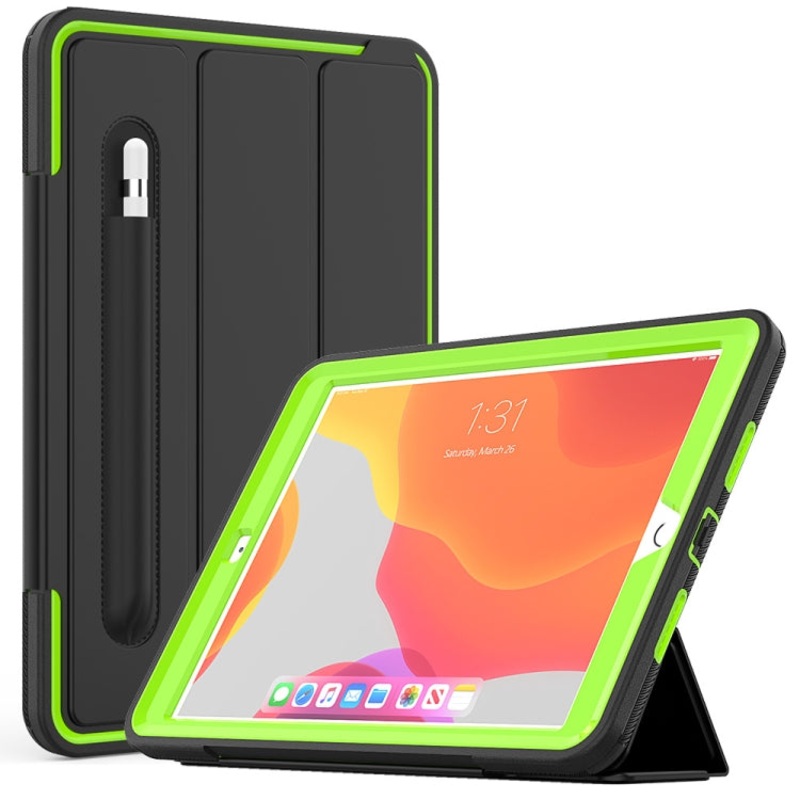 For iPad 10.2 TPU + PC + PU Leather Case with Three-folding Holder & Sleep / Wake-up Function