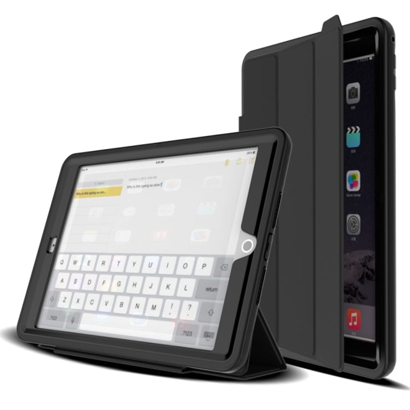 For iPad 9.7 (2018) TPU + PC + PU Leather Case with Three-folding Holder & Sleep / Wake-up Function