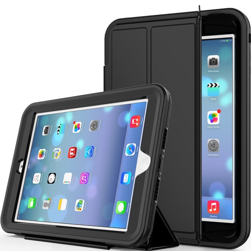 For iPad Mini 4 / 5 TPU + PC + PU Leather Case with Three-folding Holder & Sleep / Wake-up Function