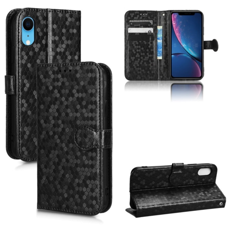 For iPhone XR Honeycomb Dot Texture Leather Phone Case