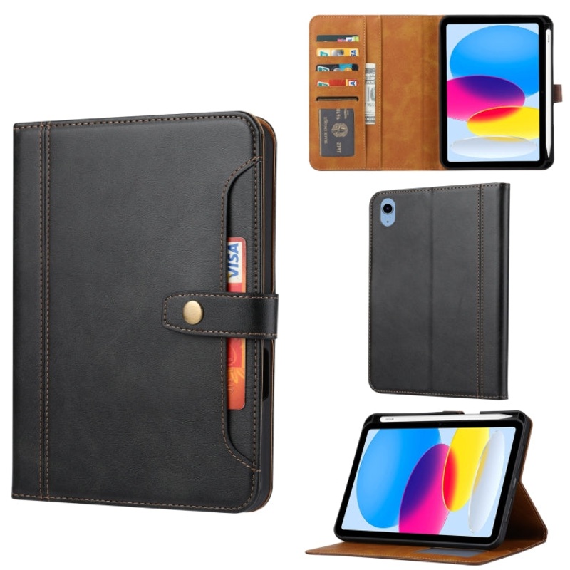 For iPad 10th Gen 10.9 2022 Calf Texture Double Fold Leather Smart Tablet Case