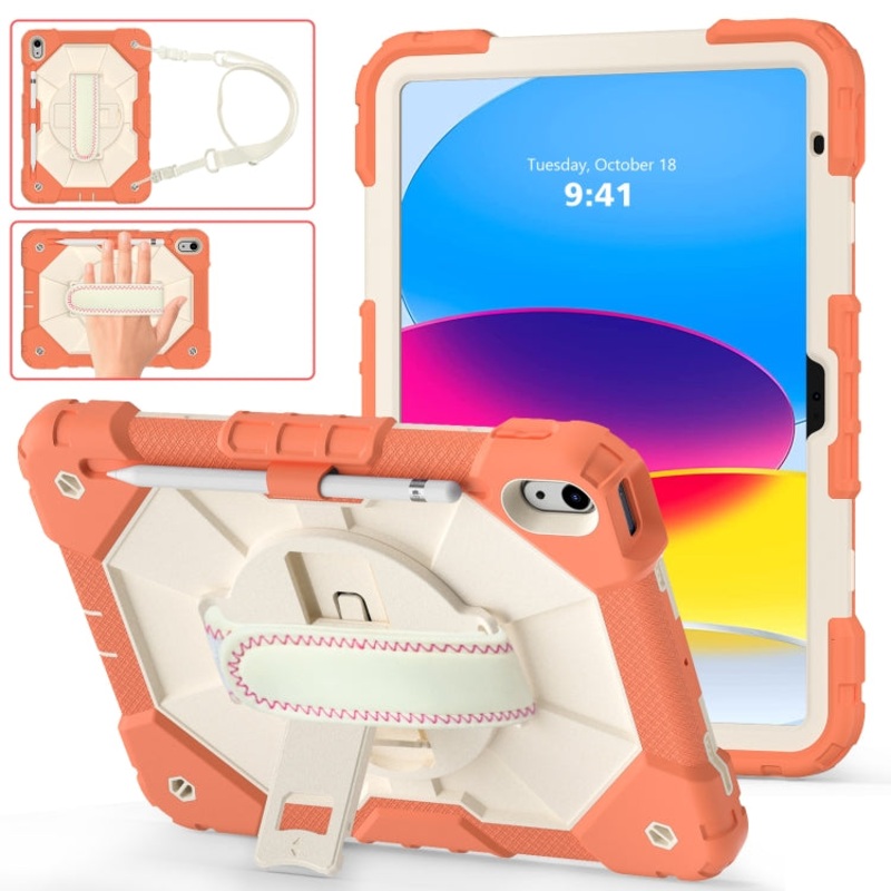 For iPad 10th Gen 10.9 2022 Contrast Color Robot Shockproof Silicon + PC Tablet Protective Case
