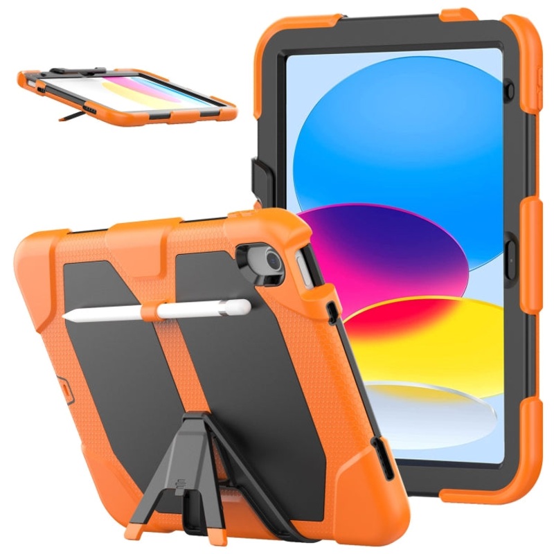 For iPad 10th Gen 10.9 2022 Rugged Silicone Hard PC Tablet Case with Holder
