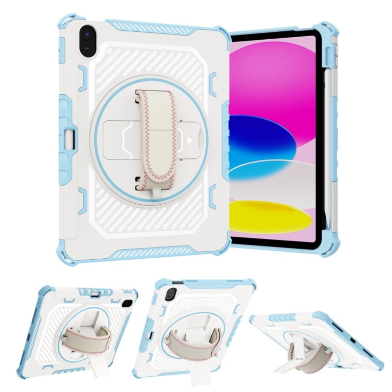 For iPad 10th Gen 10.9 2022 Shockproof Tablet Case with Holder & Hand Strap