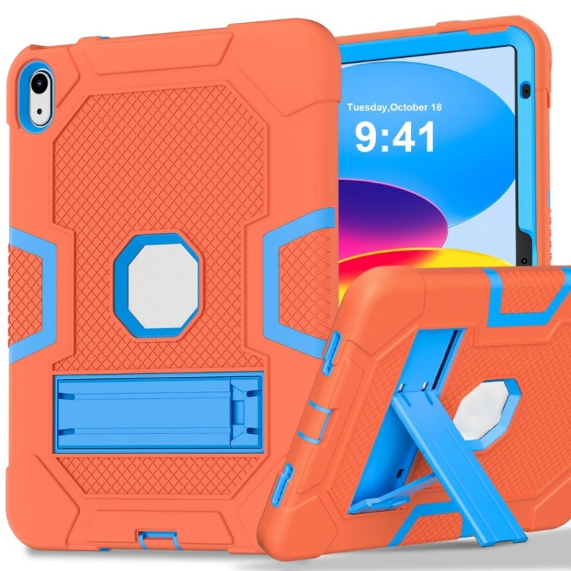 For iPad 10th Gen 10.9 2022 Contrast Color Robot Silicone + PC Tablet Protective Case