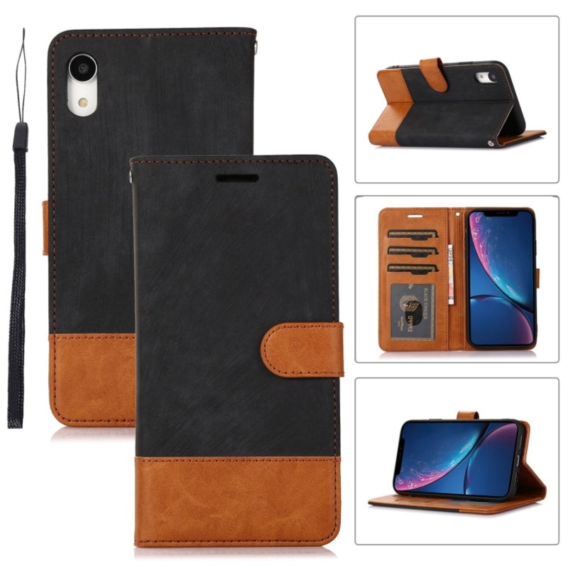 For iPhone XR Splicing Leather Phone Case