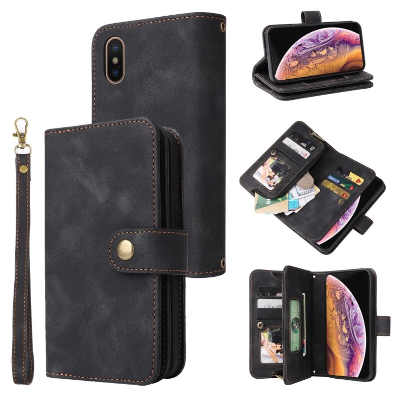 For iPhone XS Max Multifunctional Card Slot Zipper Wallet Leather Phone Case