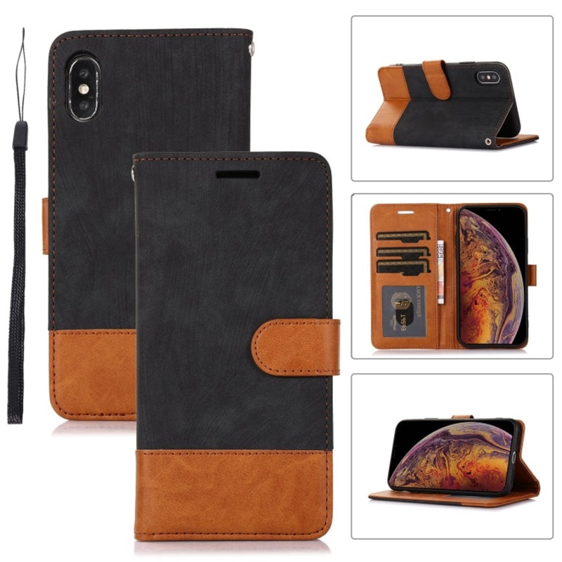 For iPhone XS Max Splicing Leather Phone Case