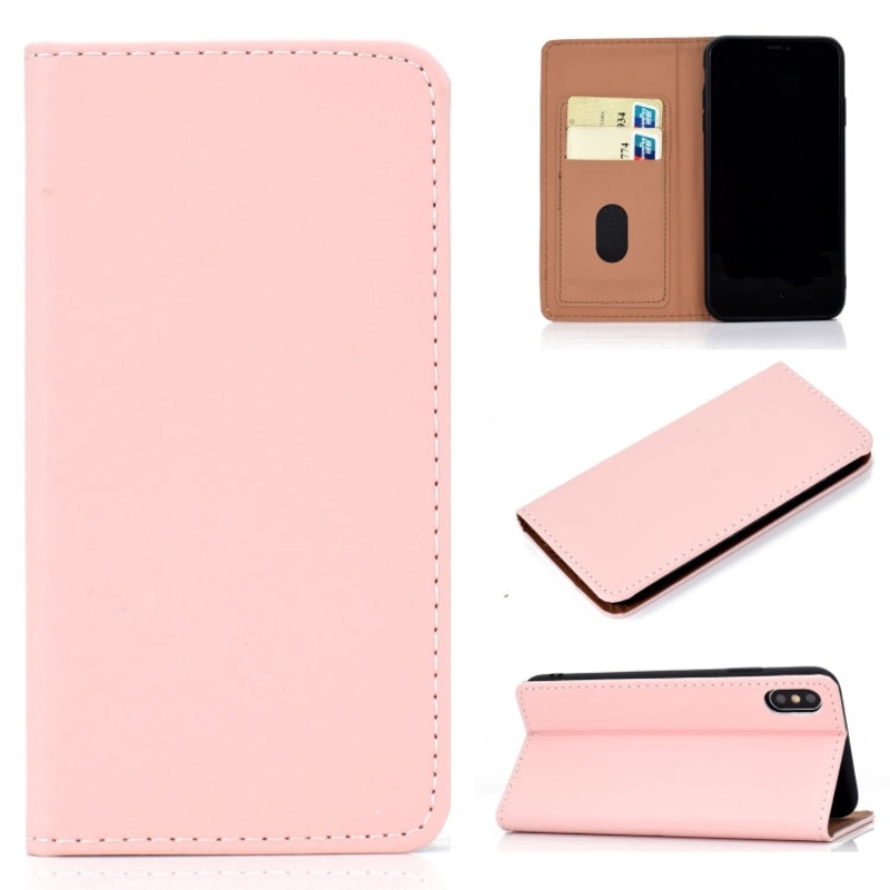 For iPhone X / XS Solid Color Frosted Magnetic Horizontal Flip Leather Case with Card Slots & Holder