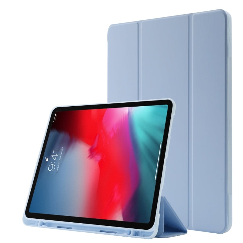 Skin Feel Pen Holder Tri-fold Tablet Leather Case For iPad Pro 12.9 2022 / 2021 / 2020 / 2018