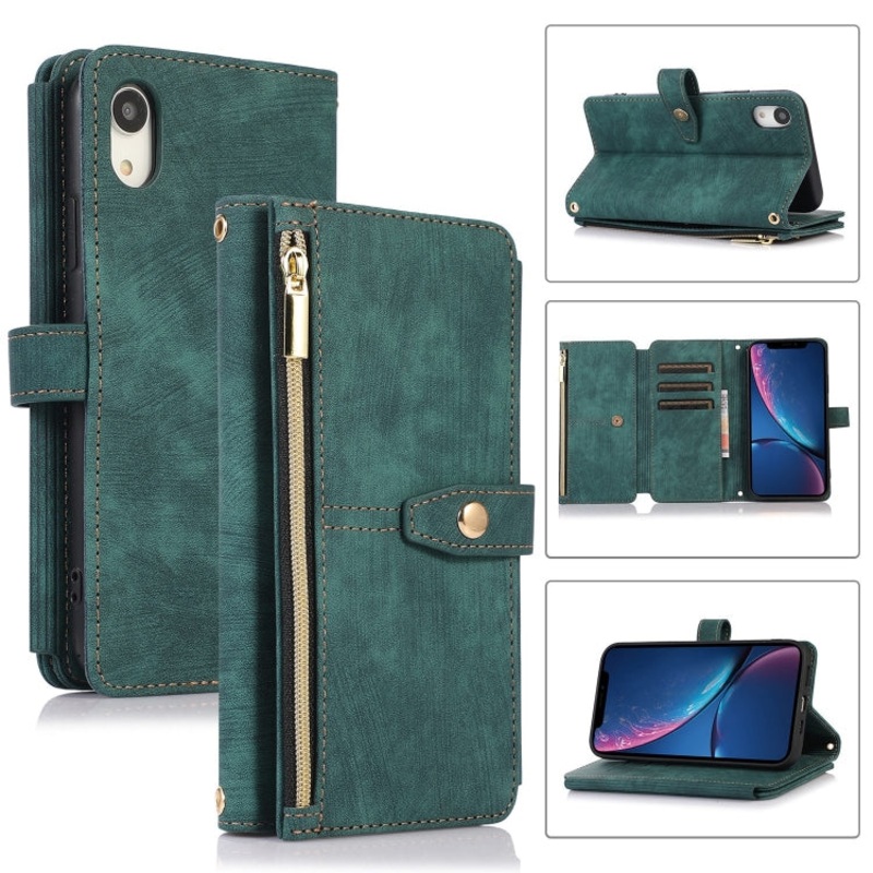 For iPhone XR Dream 9-Card Wallet Zipper Bag Leather Phone Case