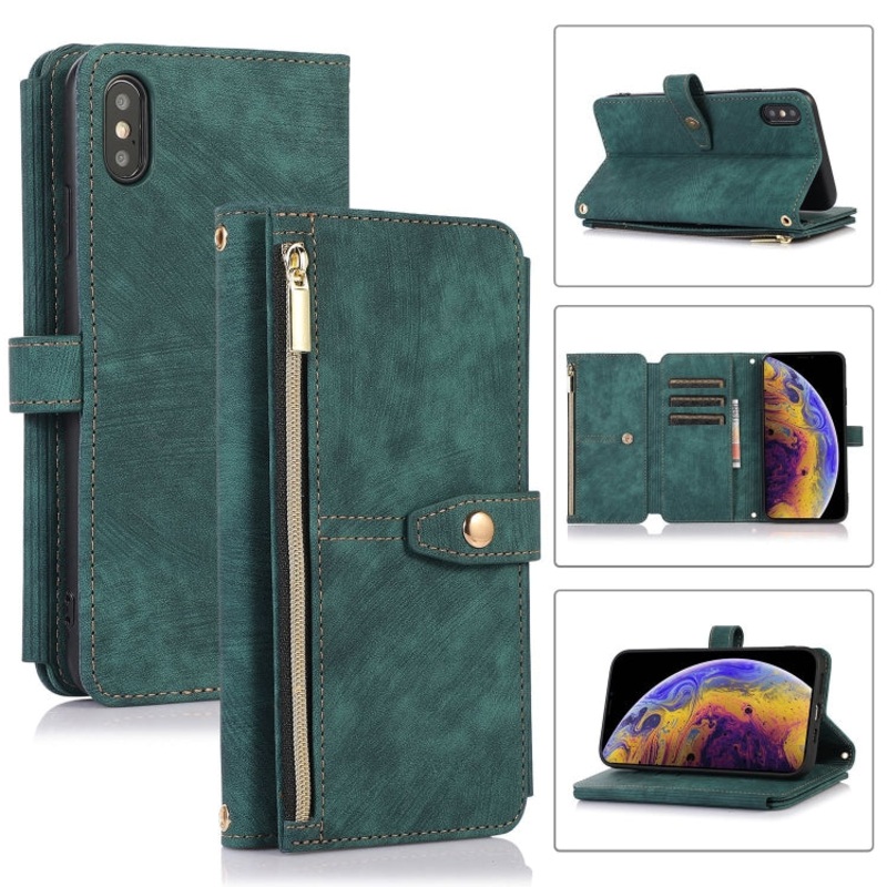 For iPhone XS Max Dream 9-Card Wallet Zipper Bag Leather Phone Case
