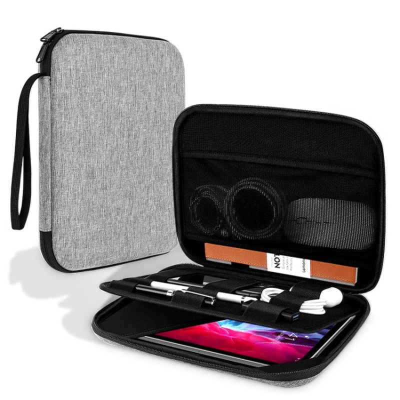 Multifunctional Double-Layer EVA Hard Case Storage Bag For 9.7-11 inch Tablet(Grey)