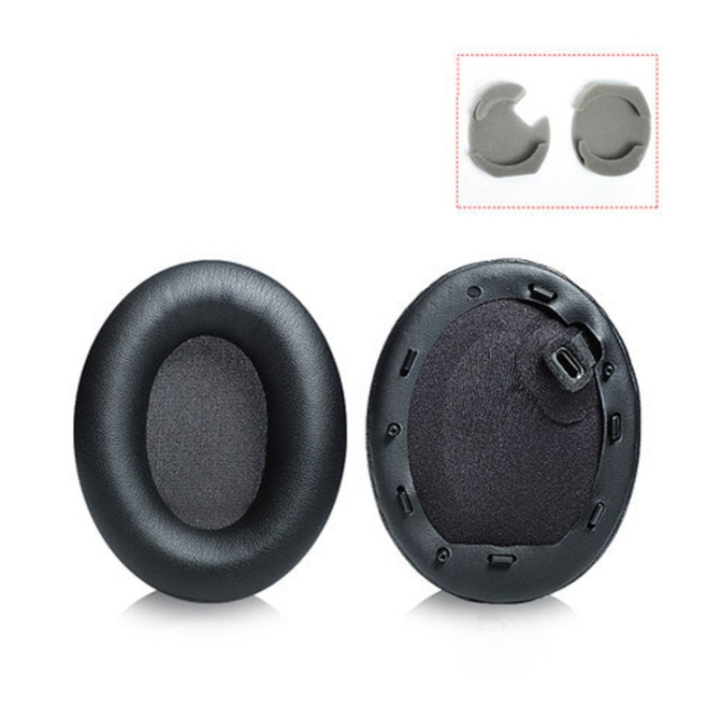 2 PCS Leather Headset Earmuffs for Sony 1000XM4 Black with Snap
