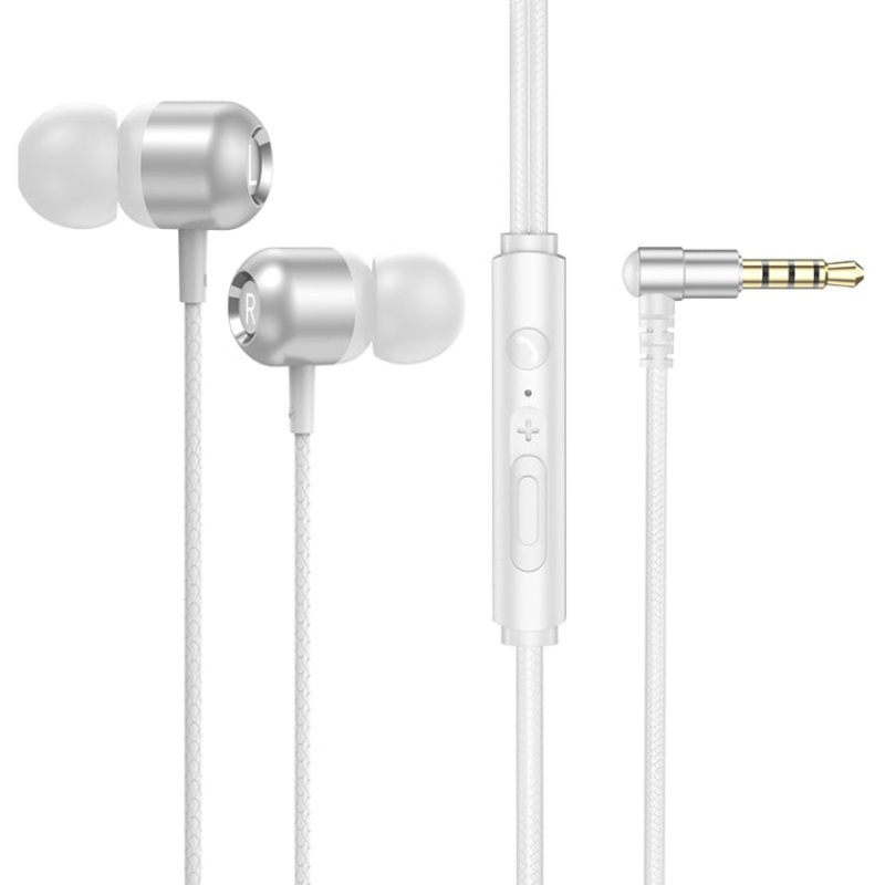 2 PCS TS6000 3.5mm Metal Elbow In-Ear Wired Control Earphone with Mic