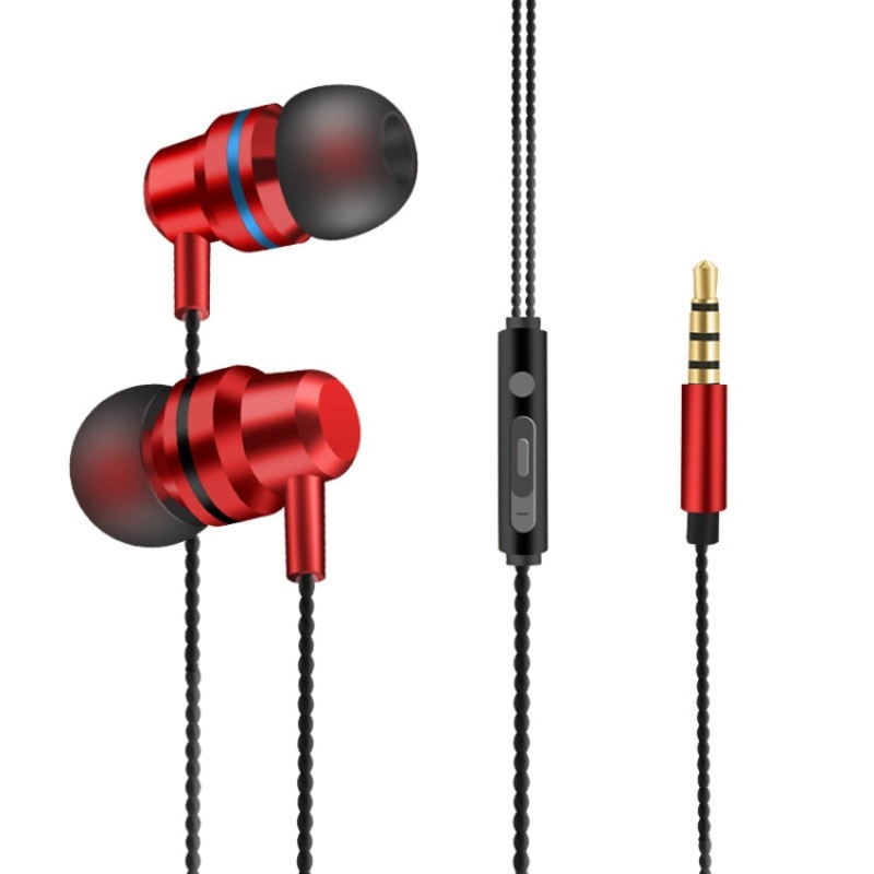 2 PCS TS8 3.5mm In-Ear Metal Wired Control Phone Earphone