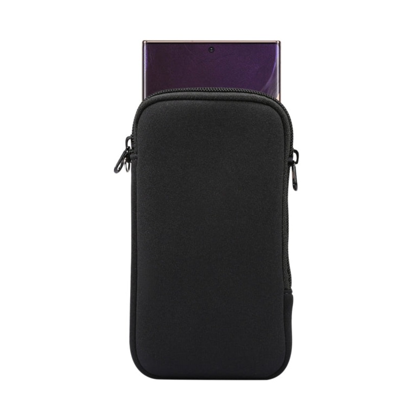 Universal Elasticity Zipper Protective Case Storage Bag with Lanyard For 6.7-6.9 inch Smart Phones