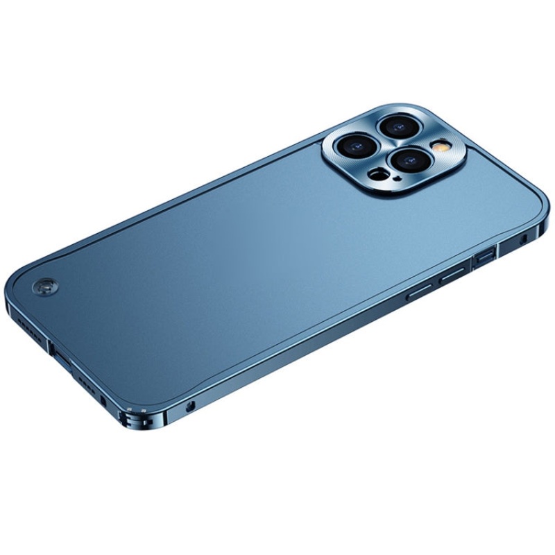For iPhone 12 Pro Max Metal Frame Frosted PC Shockproof Phone Case
