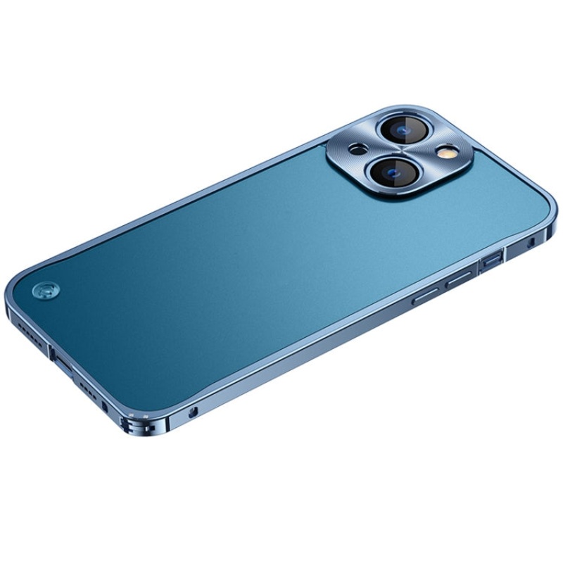 For iPhone 13 Metal Frame Frosted PC Shockproof Phone Case
