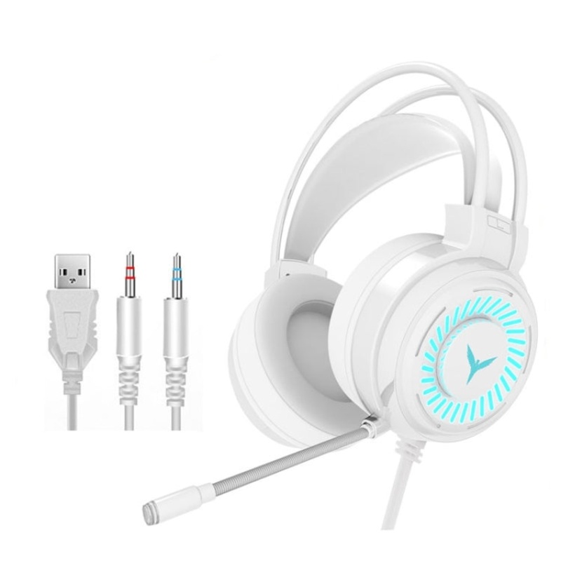 2 PCS G58 Head-Mounted Gaming Wired Headset with Microphone, Cable Length: about 2m, Color:White Colorful 3.5mm Version