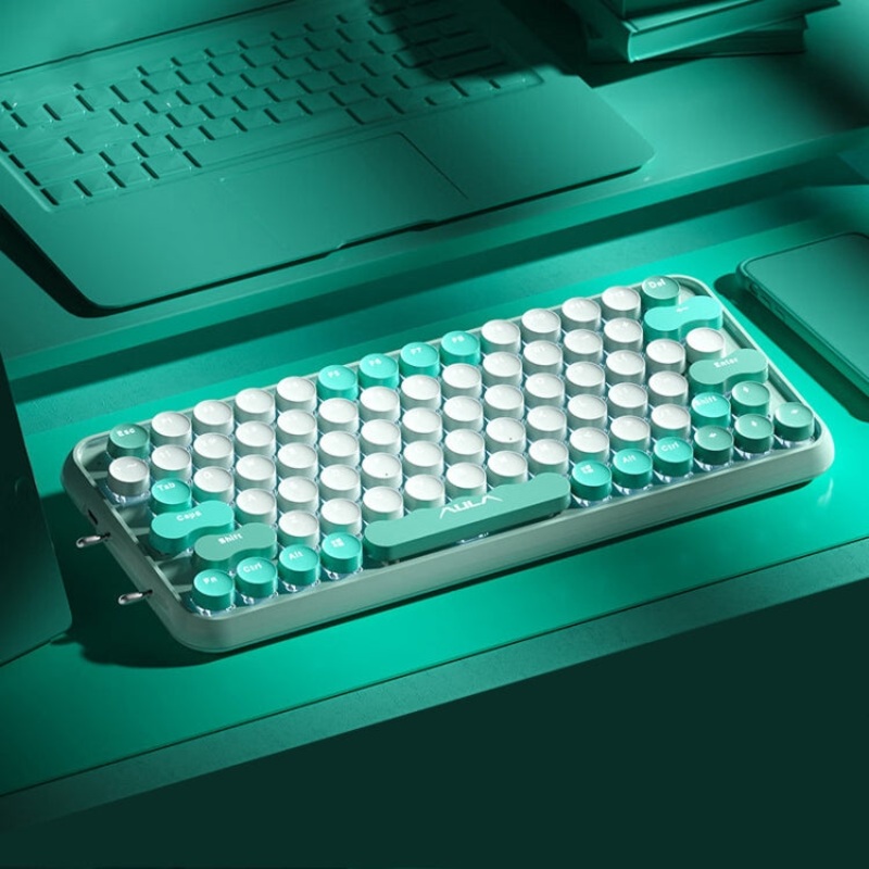 AULA F3680 Retro Color Matching Wireless/Bluetooth/Wired Three Model Mechanical Keyboard, Specification:Red Shaft