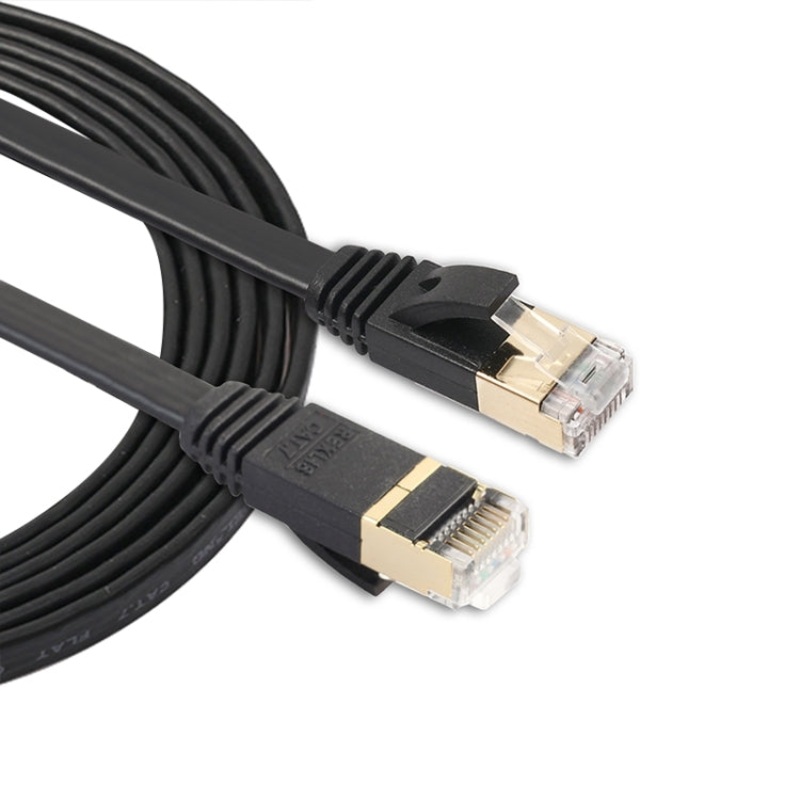 1.8m CAT7 10 Gigabit Ethernet Ultra Flat Patch Cable for Modem Router LAN Network – Built with Shielded RJ45 Connectors (Black)