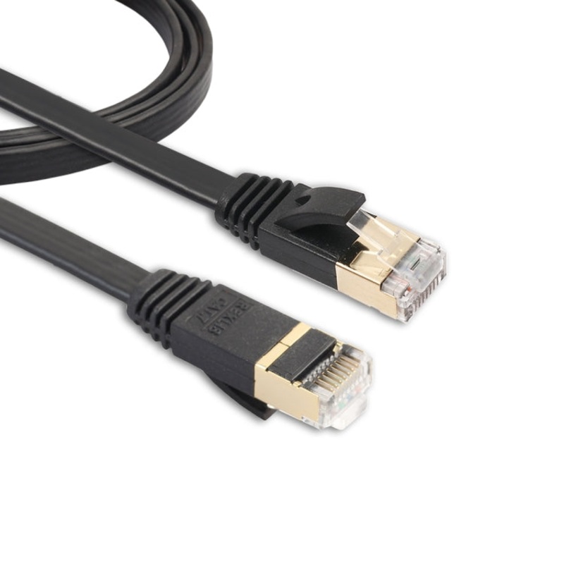 1m CAT7 10 Gigabit Ethernet Ultra Flat Patch Cable for Modem Router LAN Network – Built with Shielded RJ45 Connectors (Black)