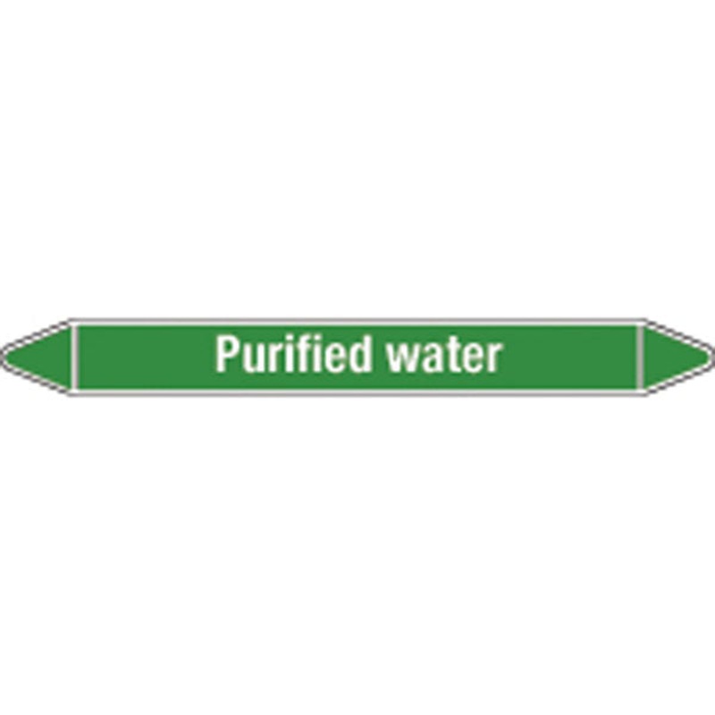 N009327 Brady White on Green Purified water Clp Pipe Marker On Roll