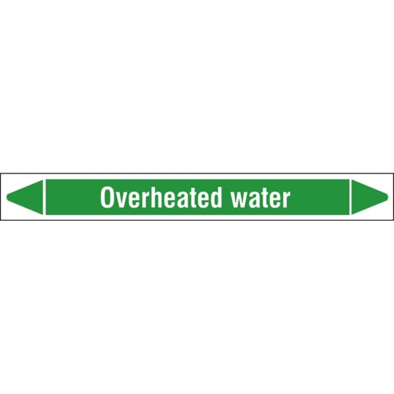 N009370 Brady White on Green Overheated water Clp Pipe Marker On Roll