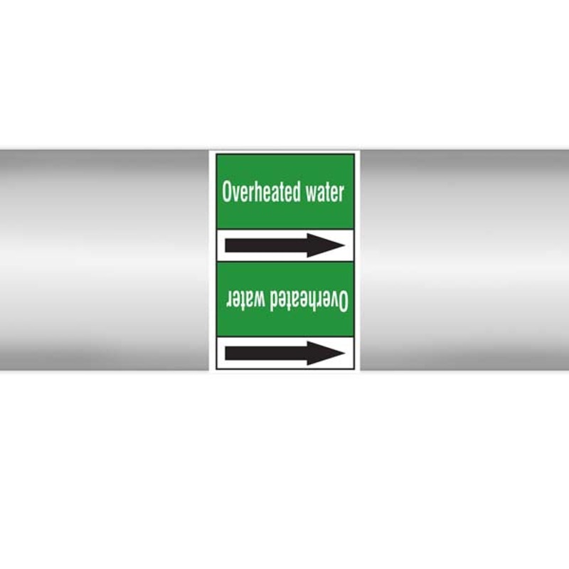 N009373 Brady White on Green Overheated water Clp Pipe Marker On Roll