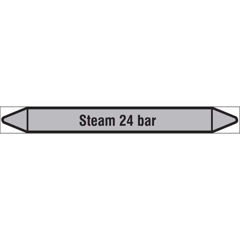 N009469 Brady Black on Grey Steam 24 bar Clp Pipe Marker On Roll