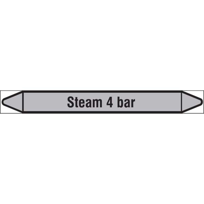 N009479 Brady Black on Grey Steam 4 bar Clp Pipe Marker On Roll