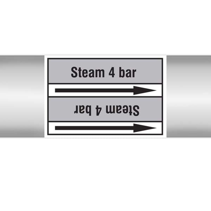 N009480 Brady Black on Grey Steam 4 bar Clp Pipe Marker On Roll