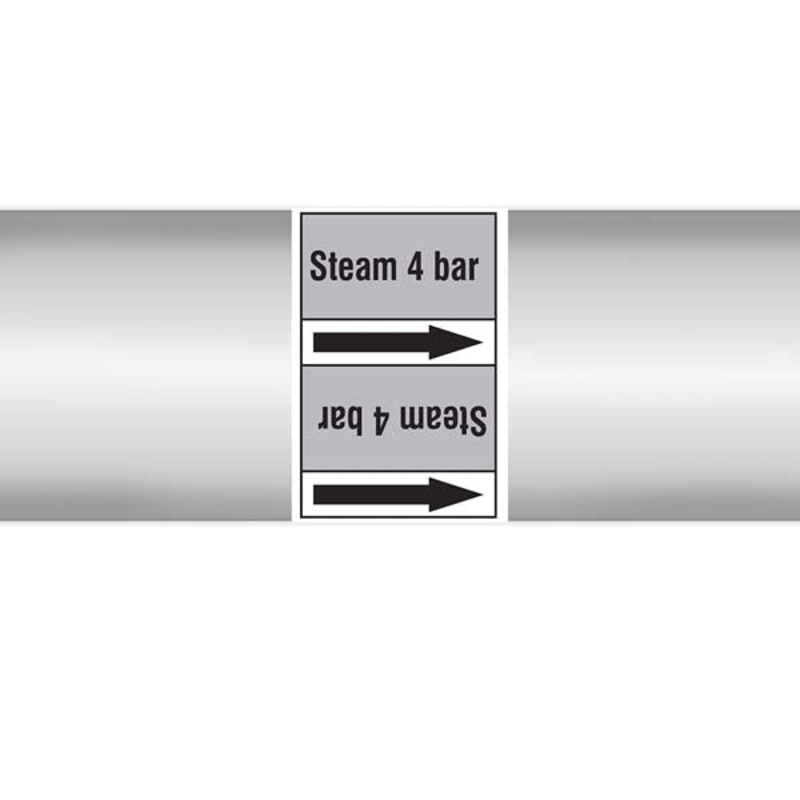 N009481 Brady Black on Grey Steam 4 bar Clp Pipe Marker On Roll